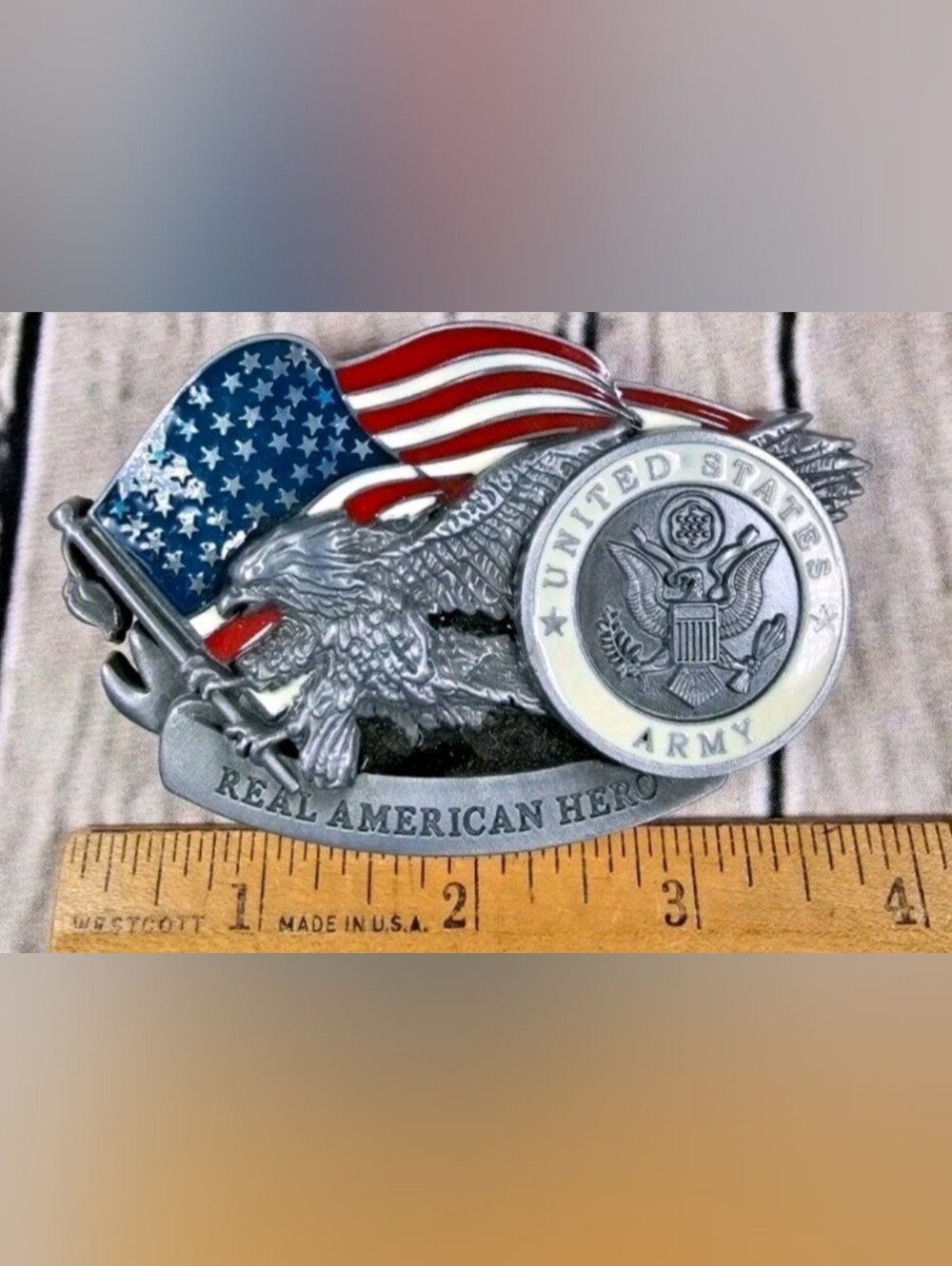 Unites States Army American Flag Eagle belt buckle